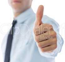 Businessman showing thumbs up