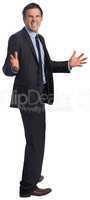 Stressed businessman gesturing