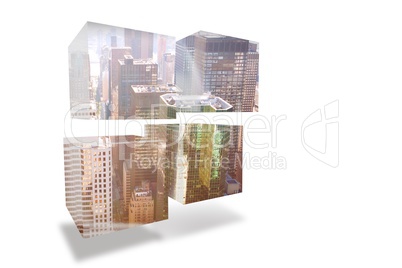 Cityscape on abstract screen