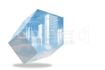 Digital city on abstract screen