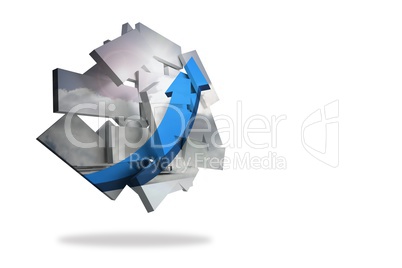 Blue arrow on abstract screen Blue arrow on abstract screen