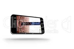 Wall street on smartphone screen