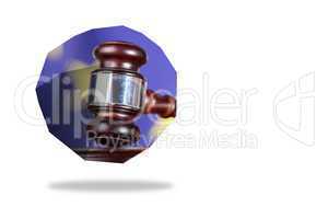 Hammer and gavel on abstract screen