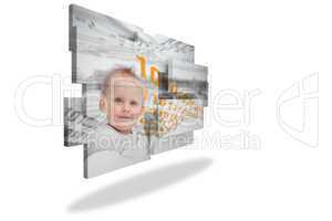 Genius baby on abstract screen