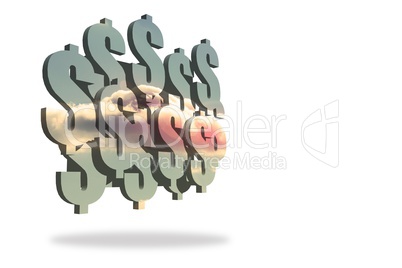 Clouds on dollars on abstract screen