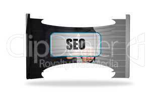 Seo banner on abstract screen