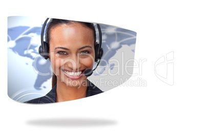 Call centre agent on abstract screen