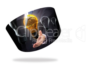 Light bulb graphic on abstract screen