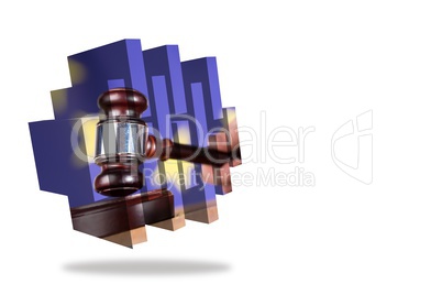 Hammer and gavel on abstract screen