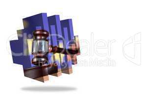 Hammer and gavel on abstract screen