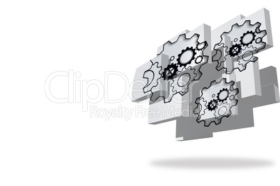 Cogs and wheels on abstract screen