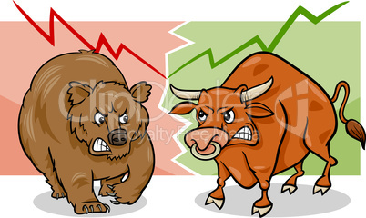 bear and bull market cartoon