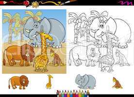 african animals coloring page set