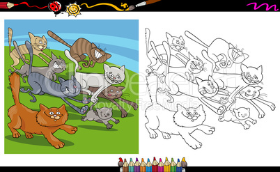 running cats cartoon coloring page