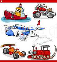 funny cartoon vehicles and cars set