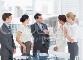 Handshake to seal a deal after a job recruitment meeting