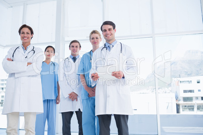 Young doctors standing together at hospital