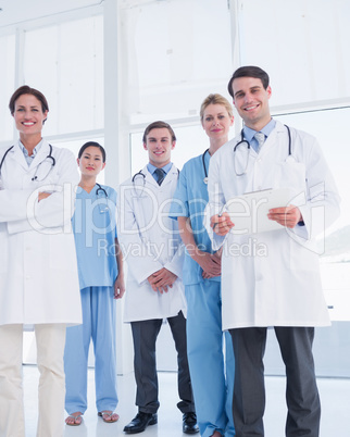 Young doctors standing together at hospital