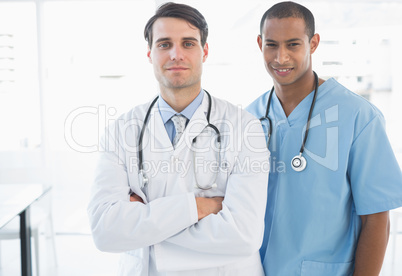 Confident doctors standing together in the hospital