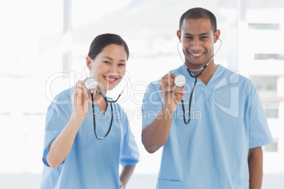 Doctors with stethoscopes in hospital