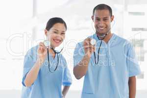 Doctors with stethoscopes in hospital