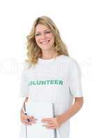 Portrait of a smiling young female volunteer