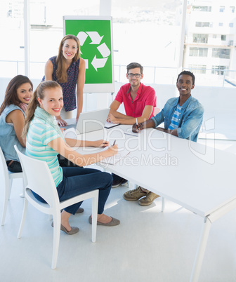 Portrait of a team having meeting about eco policy