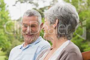 Close-up of a happy senior couple at park