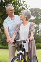 Senior couple on cycle ride at park