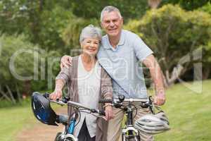 Senior couple on cycle ride at the park