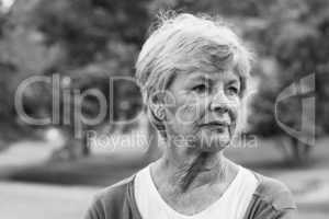 Senior woman looking away at park