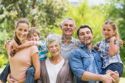 Portrait of an extended family at park