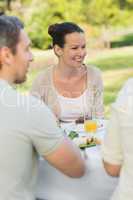 Couple dining at outdoor table