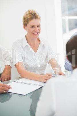 Smiling businesswoman during a meeting