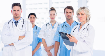 Portrait of serious confident group of doctors