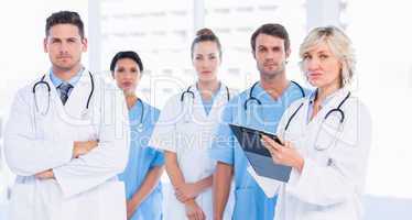 Portrait of serious confident group of doctors