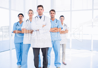 Portrait of serious confident group of doctors