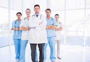 Portrait of serious confident group of doctors