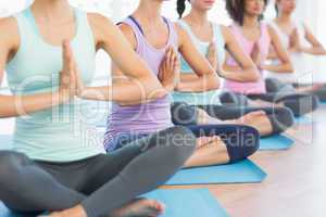 Closeup of cropped sporty women with joined hands