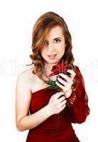 girl with red rose.