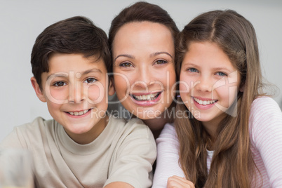 Closeup portrait of a mother with kids