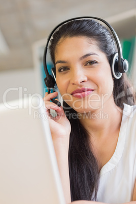 Young customer service wearing headset