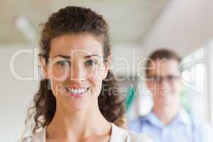 Businesswoman smiling in office