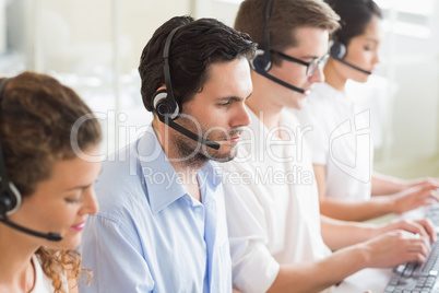 Customer service agents working