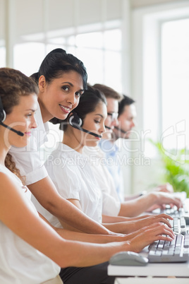 Manager assisting staffs in call center