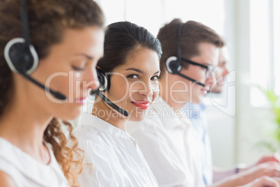 Businesswoman working in call center