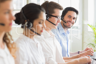 Business people working in call center