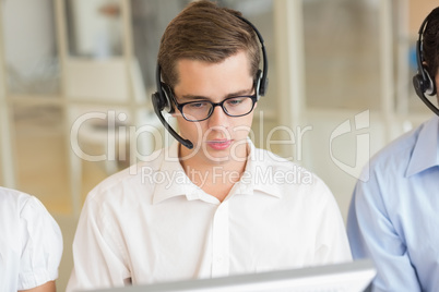 Male customer service agent in call center
