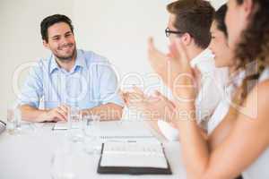 Confident businessman in meeting