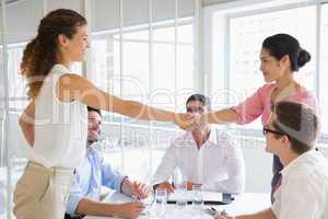 Businesswomen shaking hands